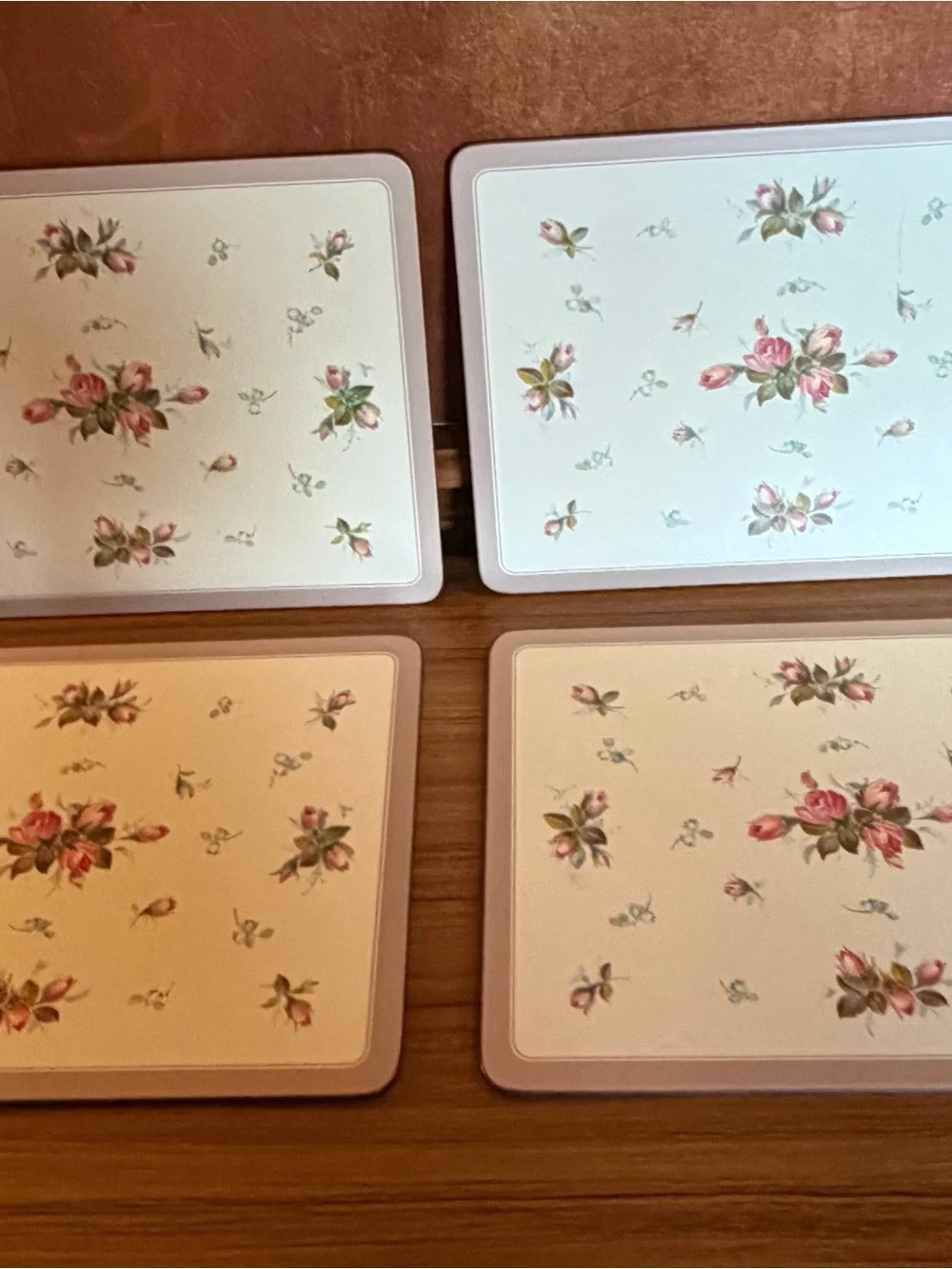 VTG Pimpernel Rosebud Placemats Set of 4 Cork Back Hardboard Pink English Rose